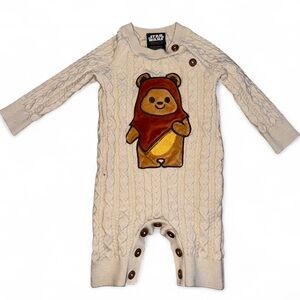 Star Wars Cream Cable Knit Ewok Footie 6 months